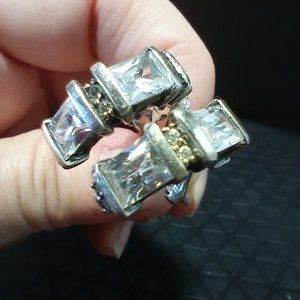 Silpada Sterling Silver Cubic Zirconia Half Hoop Clip on Earrings C1956
